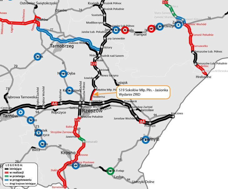 Mapa rozbudowy drogi ekspresowej S19. Źródło: GDDKiA